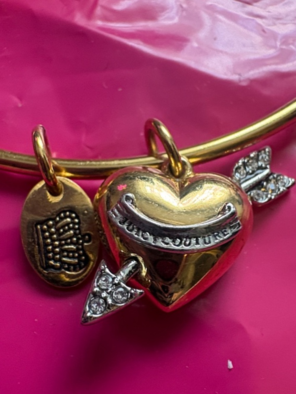 Juicy Couture Gold Heart with Arrow Charm Bangle Bracelet
